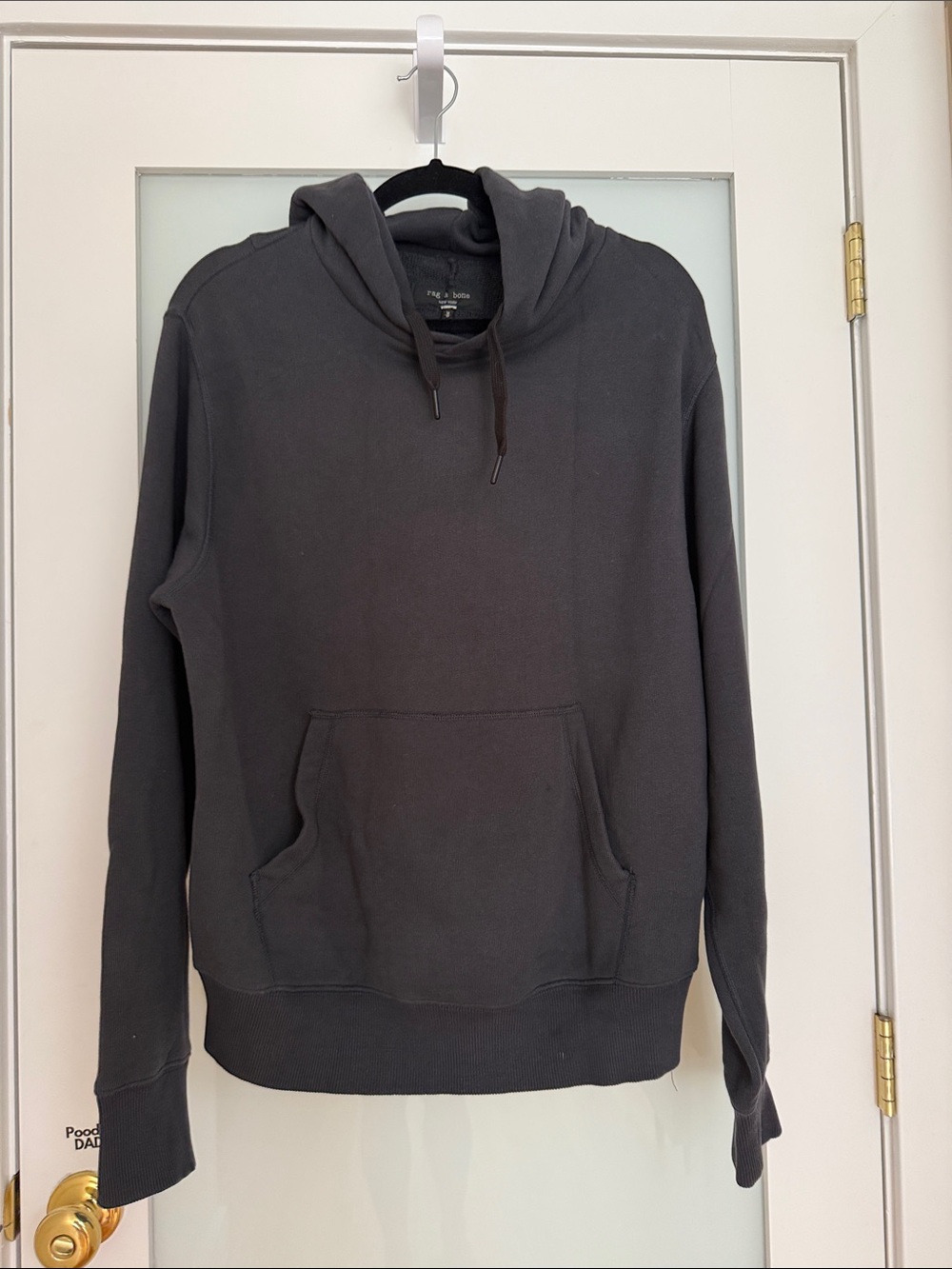rag & bone Men's Charcoal Black Hooded Pullover Sweatshirt